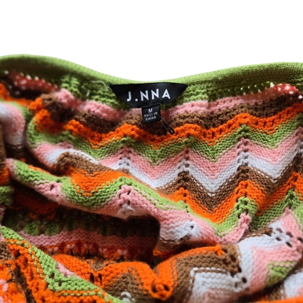 Vibrant Chevron Knit Halter Mini Dress - Picture 4 of 9